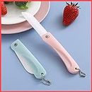 wolpin Ceramic 1 Pc Kitchen Knife Blade Knife Portable, Travel Fruit Vegetable Knife Non-Slip Handle With Blade Cover, Blue