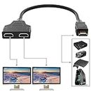 HDMI Splitter Adapter,1080P HDMI Male to Dual HDMI Femal 1 to 2 Way HDMI Splitter Adapter Cable for HDTV HD, LED,LCD Monitor and Projectors, Support Two TVs at The Same Time
