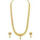 Peora Traditional Long Gold Plated Maharashtrian & South Indian Style Necklace Earrings Jewellery Set for Women