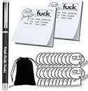 KUSIAPA Fresh Outta Fucks Pad and Pen,Funny Sticky Notes and Pen Set,Snarky Novelty Office Supplies, Novelty Pen Desk Accessory, Fun Gifts for Friends(Black)