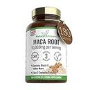 180 Maca Root Capsules - (3 Months Supply) Vegan 10,000mg Maca Capsules - High Strength Peruvian Black & Yellow Maca Root - Made in The UK