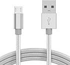 KP TECHNOLOGY [2m Fast Charging Cable for Motorola Moto G8 Power Lite/Moto E5 E6 E6s E6 Plus E7 Plus E5 Plus E5 Play Go/Moto G6 Play E4 E4 Plus/Moto G5 G5 Plus G4 Plus Play Micro USB (SILVER)