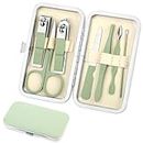 simarro Travel Manicure Set, 7 in 1 Manicure Pedicure Kit for Women, Stainless Steel Nail Clipper Personal Care Nail Tools Kit for Home Workplace Outdoor Travel(Matcha Green)