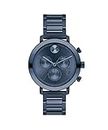 Movado Women's Bold Evolution Blue Ionic Plated Stainless Steel Case and Link Bracelet, Blue (Model: 3600790)