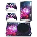 Whole Body Protective Vinyl Skin Decal Cover for Microsoft Xbox Series S Console, Purple Starry Sky Xbox Series S Skins Wrap Sticker with Two Free Wireless Controller Decals