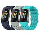 Silicone Bands Compatible with Fitbit Charge 5 Bands for Women Men, Adjustable Breathable Soft Silicone Sport Replacement Watch Band Straps Wristbands Bracelet for Charge 5 Fitness Tracker