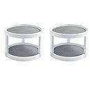 Turntable Lazy Susan Organizers, 2-Tair Rotating Spice Rack Spinner - Pantry, Cabinet Organization and Storage - Kitchen, Fridge, Bathroom, Vanity Spinning Organizing With Gray Base paper pad Set of 2
