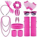 Weirui 15pcs 80s Costume Accessories Set, 80s Accessories Women with Neon Headband Earrings Leg Warmers for 80s Party