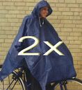 2x Regencape Regenponcho Regenjacke Regenschutz Regen Schutz Fahrrad blau