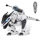 Dollox Remote Control Dinosaur Robot RC Interactive Electronic Pet Dinosaur Programmable Robotic Dino T-rex Toys with Fight Mode Walking Singing Dancing Shooting Gift for 3-10 Year Old Kids