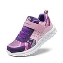 DREAM PAIRS Boys Girls Running Walking Shoes Lightweight Breathable Tennis Fashion Sneakers Pink Purple Size 4 M US Big Kid KD18002K