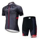 Linist Cycling Jersey Set Bicycle Short Sleeve Set Quick-Dry Breathable Shirt+3D Cushion Shorts Padded Shorts (XL)