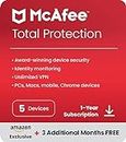 McAfee Total Protection 2024 Amazon Exclusive, 5 Devices | Antivirus, VPN, Password Manager, Mobile and Internet Security | PC/Mac/iOS/Android|15 Month Subscription | Activation Code by email