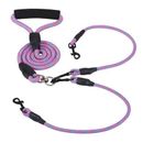 Fresh Fab Finds Double Dogs Leash No-Tangle Dogs Lead Reflective Dogs Walking Leash With Swivel Coupler Padded Handle - Pink