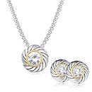 UNY Unique Fahsion Jewelry Sets Designer Inspired CZ inlaid 2 Tone Womens Valentine's (White)