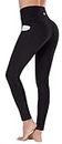 Ewedoos Gym Leggings for Women Yoga Pants with Pockets High Waisted Compression Sports Workout Running Leggings for Women Black