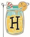 Home Garden Flags Monogram Lemonade Mason Jar Burlap Summer Garden Flag 12.5 x 18 (Letter H)