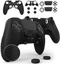 Foamy Lizard Eclipse PS5 Edge Controller Skin Combo Set | Dock Compatible, Protector Decals, Anti-Slip Soft Gel Silicone Cover, Faceplate Shell & Thumb Grips for Playstation 5 DualSense Edge (Black)