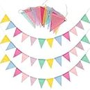 SZXMDKH 60 Flags 68 Feet Bunting Banner, Multicolor Outdoor Waterproof Triangle Flags Imitated Linen Burlap Bunting Supply for Wedding Birthday Party Home Festival Decoration