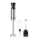 MasterChef Immersion Blender Handheld with Electric Whisk & Milk Frother Attachments, Making Baby Food, Soup, Puree, Cake, Cappuccino, Latte etc, 400W, Silver