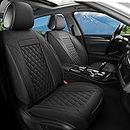 Car Seat Covers Front Pair,Universal Fit for Most Cars,SUV,Sedans and Pick-up Trucks,Automotive Faux Leather Vehicle Cushion Covers(Front Pair,Black)