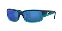 Costa Del Mar Men's Caballito Rectangular Sunglasses, Matte Caribbean Fade/Grey Blue Mirrored Polarized-580p, 59 mm