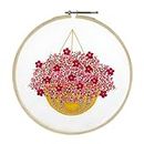 Embroiderymaterial Embroidery Kit for Beginners/Cross Stitch Blossom Basket Design Digital Printed Cloth & Written Instructions All Material Included (Blossam Design 3rd Color)