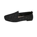 Zapatos de Vestir Negros para Mujer 2024 Fall Women's Round Toe Flats Classic Slip on Shoes Breathable Knitted Mesh Flat Sole Casual Shoes Women's Walking Shoes A1-Black 4.5