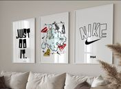 Set of 3 Nike Shoes Art pieces canvas wall art home decor