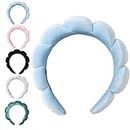 Spa Headbands for Women-Headband for Washing Face, Makeup, Skincare, Shower, Hair Accessories -Sponge & Velvet Fabric Headbandn (Blue)