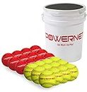PowerNet Training Balls Bundle | 12-12" Softballs + 12 Crushers | Recreation Grade | Perfect for Softball Soft Toss, Batting or Fielding (Bucket & Balls)