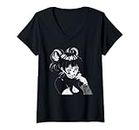 Femme Goth Girl Anime Esthétique Gothique Indie Vaporwave Alternativ T-Shirt avec Col en V