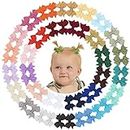 doboi 60PCS 2'' Baby Hair Bows Clips Fully Lined Grosgrain Boutique Solid Ribbon Mini Bows for Girls Teens Infants Kids Toddlers Newborn