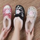 Winter Women's Chinese Embroidered Flat Shoes Comfort Floral Fleece Cloth Shoes