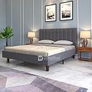 DRIFTINGWOOD Florina Engineered Wood Low Height King Size Bed Without Storage | Wooden Double Bed | Low Floor/Lying/Rise/Level/Profile Cot Bedroom Furniture | Grey, Mattress Size: 78x72 Inch