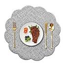 Kreatur Round Waterproof Placemats for Dining Table Set of 6 Gray,Modern PU Washable Table Mats Non-Slip Easy to Clean for Home Kitchen Decor