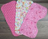 Pink & Floral Flannel Baby Burp Cloths Set of 3 Dragonfly, Dots, Floral Handmade