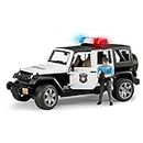 bruder 02526 - Jeep Wrangler Unlimited Rubicon Vehículo Policial con Agentes de Policía y Equipo, Módulo de Luz y Sonido