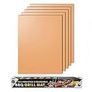 JOKBEN Copper Grill Mat, 5-Pack Heavy Duty Magic BBQ Grill Mats Non Stick, Reusable, and Easy to Clean Barbecue Grilling Accessories for Gas, Electric, and Charcoal Grilling (Grill Mats)