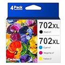 702XL 702 Ink Cartridges for Epson Printer,with Latest Chip, Compatible with Epson 702 T702 702XL Ink Cartridges Work with Epson Workforce Pro WF-3733, WF-3730, WF-3720 Printers (4 Pack)