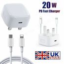 For iPhone 14 13 12 11 Pro XR XS Fast Charging 20W USB-C PD Plug Charger & Cable