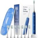 Aquasonic Vibe Series Ultra Whitening Toothbrush – ADA Accepted Power Toothbrush - 8 Brush Heads & Travel Case – 40,000 VPM Motor & Wireless Charging - 4 Modes w Smart Timer – Sapphire Blue