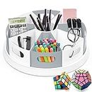 MeCids 360 Rotating Storage Organizer Desk Organizers Pen Holder– 12” Lazy Susan Style Caddy with Removable Bins, for Home Office Supplies, Art Supplies, Make-up & Kitchen Use, with Card & Gift Box