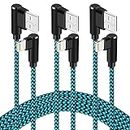 iPhone Charger Cable 3Pack 10Ft 90 Degree Lighting Cable MFi Certified for iPhone Chargers Nylon Braided Fast Charger Lighting Cords for iPhone 12/11/XS/Max/XR/X/8/7/6/iPad(Light Blue)