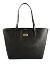 Michael Kors Shopper Tote Bag Jet Set Saffiano Leather Handbag (Medium, Black)