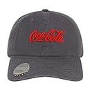 Coca Cola Dad Hat, Logo Cotton Adjustable Baseball Cap with Curved Brim and Bottle Opener, Grey, One Size, Grey, One Size