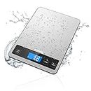 Hometrig Digital Kitchen Scales - Weigh Food & Liquids at Home - for Cooking Baking - Incredible 1g Precision to 15kg - Multifunctional Oz Ml G Lb Weight - Premium Tempered Glass Stainless Steel