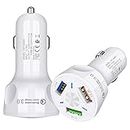 ILOFT Quick Charge 3.0 Car Charger, Total 7.2A USB Ports 36W Fast Car Adapter Metal Compatible with Samsung Galaxy S10 S9 S8 Plus Note 10 9 8 S7, iPhone XR X 8 7 6 5, iPad, LG G6 V20, Moto etc (White)