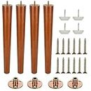 VIDETOL Pack of 4 Furniture Feet, Wood, Round, 40 cm, Conical Table Legs, Wood with Rubber Pads, Mounting Plates and Screws, Wooden Feet for Furniture, Sofa, Bed, RHEU-Möbelfüße-4pcs--231205fa