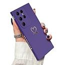 Newseego Carcasa Samsung Galaxy S22 Ultra, Diseño de Corazón de Amor Dorado Mujeres Niñas Suave Silicona Líquida Protección Cámara Funda Protectora para Samsung Galaxy S22 Ultra-Púrpura